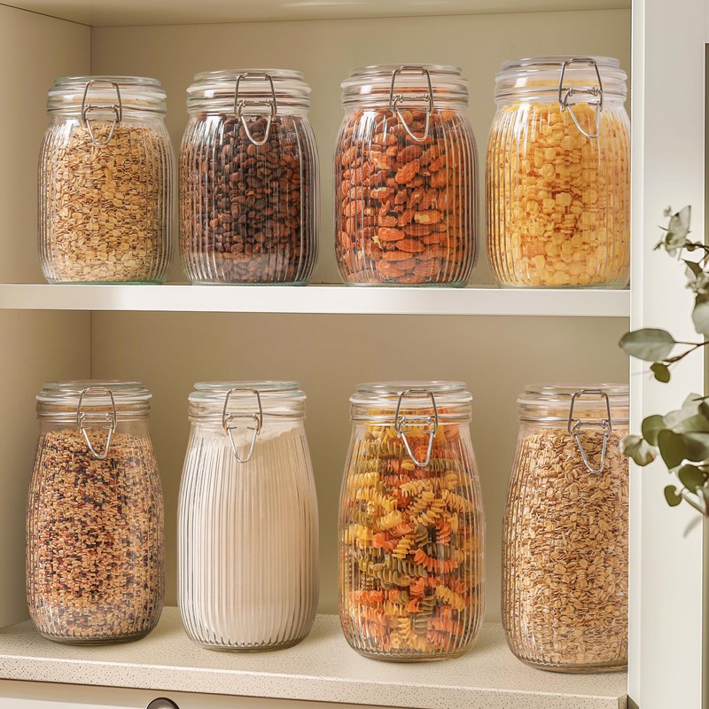 ComSaf Airtight Glass jar with lid 37oz Set of 3,