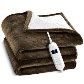Medical king Heated Blanket, Machine Washable Extremely Soft & Comfortable Electric Blanket Throw Fast Heating with Hand Controller 10 Heating Settings & auto Shut-Off (Brown, 50 x 60)