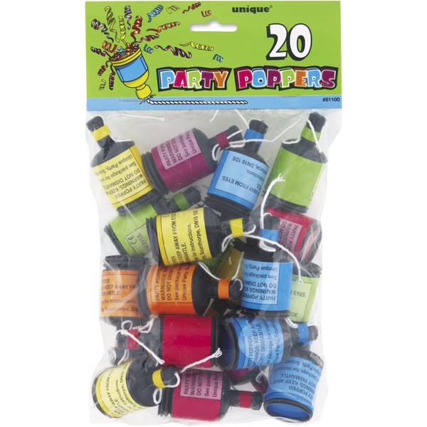 Unique Party 81100 - Party Poppers, Pack of 20