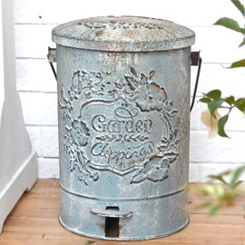 Z&Z ornamentorum Outdoor Small Trash Can with Lid Dog Poop Trash Can Outside for Kitchen Park Garden and Pedal Round Touchless Garbage with Flower and Bird Patterns