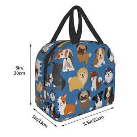 Duduho Cute Dog And Puppy Animal Set Lunch Bag Compact Tote Bag Reusable Lunch Box Container For Women Men School Office Work