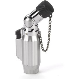 Vertigo Lotus Intimidator Quad Torch Lighter - Brushed Chrome & Chrome