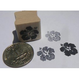 dragonflylaser P24  Miniature Hibiscus flower rubber stamp  WM