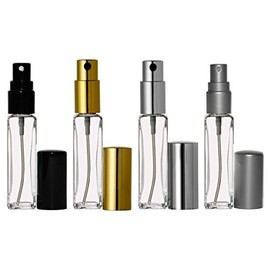 Riverrun Slim SQUARE Cologne Perfume Atomizer Empty Refillable Glass Bottles Travel Sprayers 1/4 oz. 7.5ml (Set of 4)
