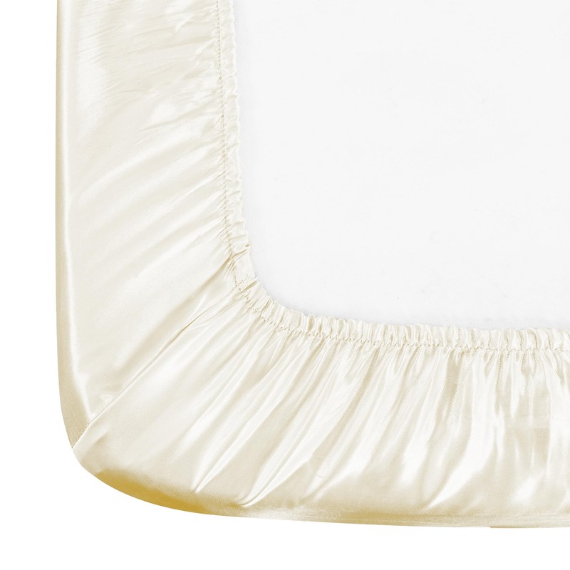 ROOEE Satin Silk Fitted Sheet with Pillowcase Set Breathable Soft