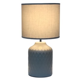 Simple Designs LT2122-GRY 17.25" Touch of Chevron Ceramic Table Lamp with Matching Drum Shade, Gray