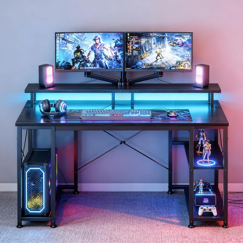 ODK 48 inch Gaming Desk with LED Lights & Power