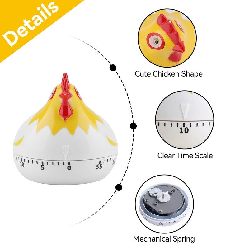 Kitchen Timer,Egg Timer,60 Minute Chicken Kitchen Timer Manual Kitchen Timer