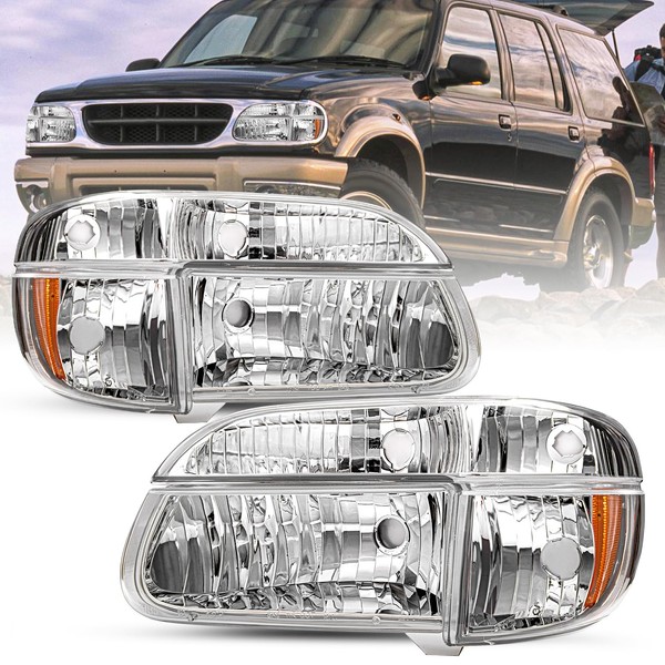 SOCKIR Headlight Assembly Compatible with 95-01 Ford Explorer / 97