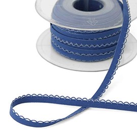 3 Yards of Norah Narrow Blue & White Picot Edge Elastic, Made in Germany