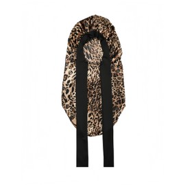 PAVNSO 1 Pack Satin Bonnet, Single Layer Hair Bonnet Braid Bonnet, Stretchy Tie Band for Sleeping/Women(leopard print)