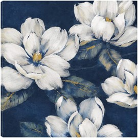 Fine Art Canvas Botanical Wall Art for Bathroom Plant Pictures Wall Decor Artwork for Bedroom Plant Wall Art Magnolias Indigo Canvas Wall Decor by Artist Nan 37 in x 37 in