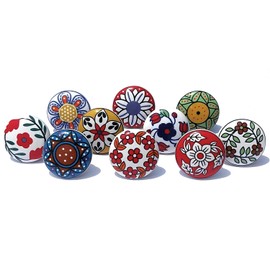 Royal Kraft Vintage Multicolor Printed Ceramic Pull Knobs for Kitchen Cabinet, Door & Drawer, Wardrobe, Cupboard (Set of 10) Sknob001