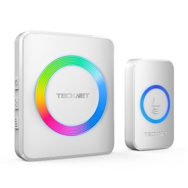 TECKNET Wireless Doorbell, Door Bell 0-120dB, 1300 ft Wireless Range, IP65 Waterproof Classroom Doorbells, 60 Chimes & 5 Volume Levels, RGB Light for Home Kid Room Office Hearing Impaired