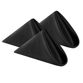 Cupuamon Cloth Napkins 17x17 inch Washable Polyester Dinner Napkins Soft Table Napkins for Wedding Party Dining Banquet(Black,12PCS)