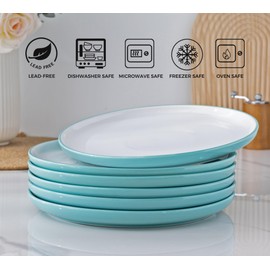 GBHOME 18 Pieces Ceramic Dinnerware Set, Modern White Dish Set for 6，Scratch Resistant Smooth Plates and Bowls Sets，Oven Safe，Microwave & Dishwasher