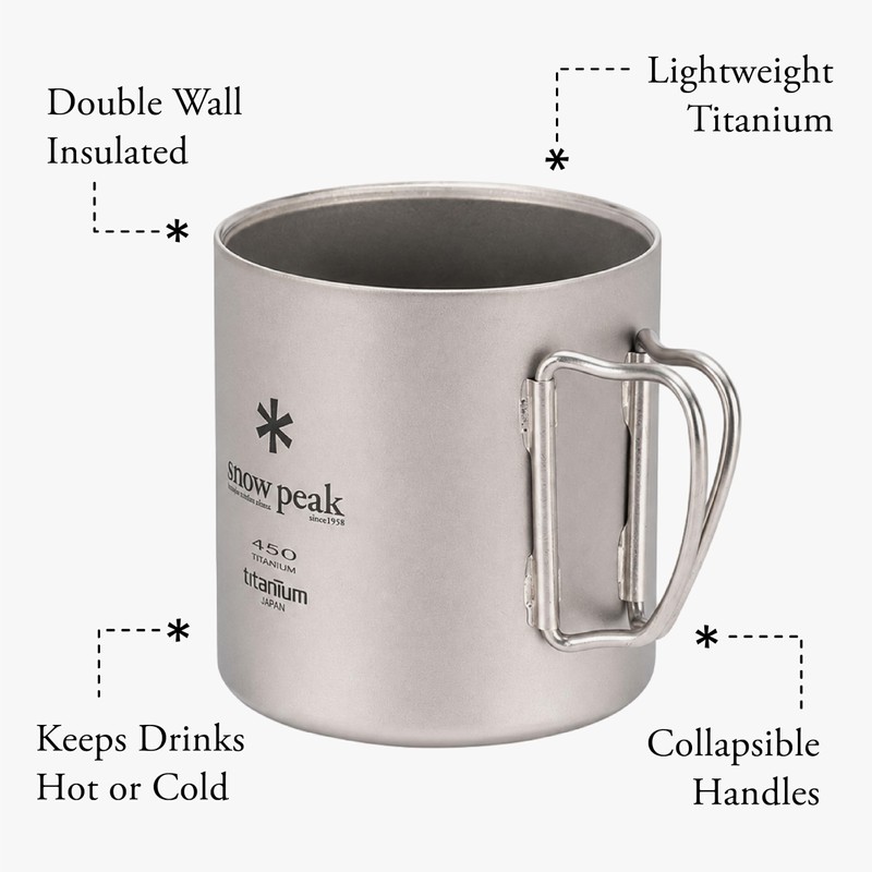 Snow Peak MG053 Titanium Double Mug, 15.2 fl oz (450