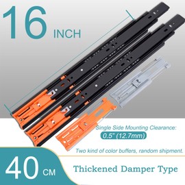 16 Inch Soft Close Drawer Slides 2 Pairs Ball Bearing Drawer Glides 3 Section Full Extension Rails Track 100 Lb Capacity