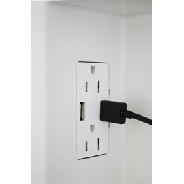 DATA COMM Electronics 45-0231-WH USB Recessed Media Outlet Box, In-Wall Cable Management, Duplex Receptacle,4.0 Amp Dual USB Ports, Large Cable Pass-Through, Design for Thin Mounts & TV, White