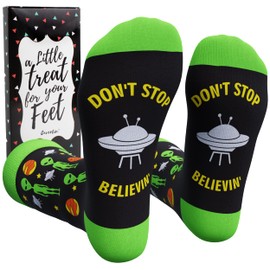 Cavertin Men's Programming Alien Sasquatch Cat Dad Dog Dad Music Fishing Socks with Gift Box (Alien)