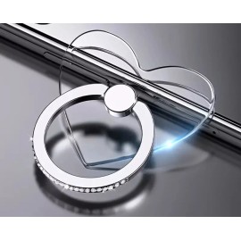 Clear Phone Ring Holder, Diamond Finger Grip Stand (Heart Shape)