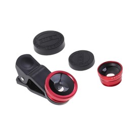 Cell Phone Camera Lens Fish Eye Lens Phone Lens Kit Portable Camera Lens Smartphone Camera Lens Attachments Fish Lens Clip on Lens for Intelligent Small Cell Phone Red