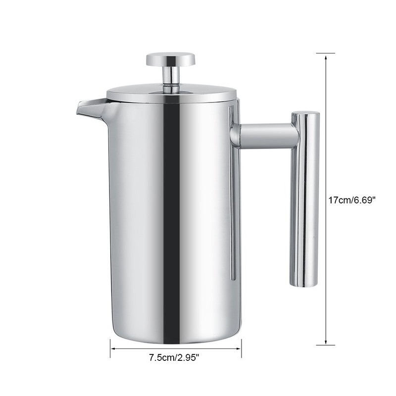 Cafetera Prensa Francesa de Acero Inoxidable 350ML Cafetera de Pared