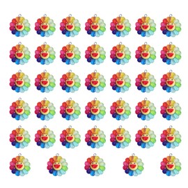 RUIAN 40pcs Rainbow Sun flower Pendants-Resin Charms for DIY Jewelry &Gifts