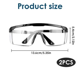 Pack of 2 Safety Glasses, Safety Glasses, for Work Glasses, Spectacles Wearers, Dustproof Eyes, Safety Glasses, Sports Glasses, Protective Glasses for Glasses Wearers, Dustproof, Transparent Safety