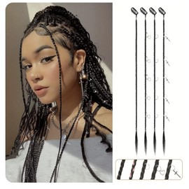 Hair Extensions Clip In Box Braids (Black Brown - Butterfly Ring Hair Braid)