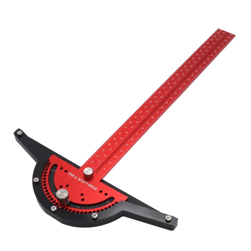 Woodworkers Edge Ruler Aluminum Alloy Red Black Adjustable Angle T