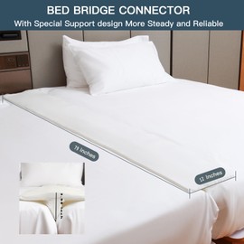 ALLFULL Split King Gap Filler for Adjustable Bed, Bed Bridge Twin to King Bed Converter Kit, Mattress Connector Combine Twin Beds to King with Washable Cover for Stayover, Family Room(79in×12in)