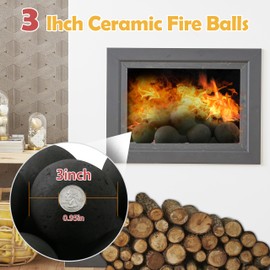 Sunnyglade Ceramic Fire Balls Set of 15, 3 Inch Round Fire Stones Set for Indoor and Outdoor Fireplaces Accessory, Black (15, Black)