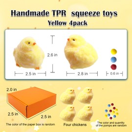 Handmade Chicken Squishy Toys for Stress Relief, Cute Kawaii Chick Fidget Sensory Toys for Adults and Kids Anxiety, Ultra Soft Sticky Squeeze Animal Toy for Home Office Desk (Yellow Small 4pcs)