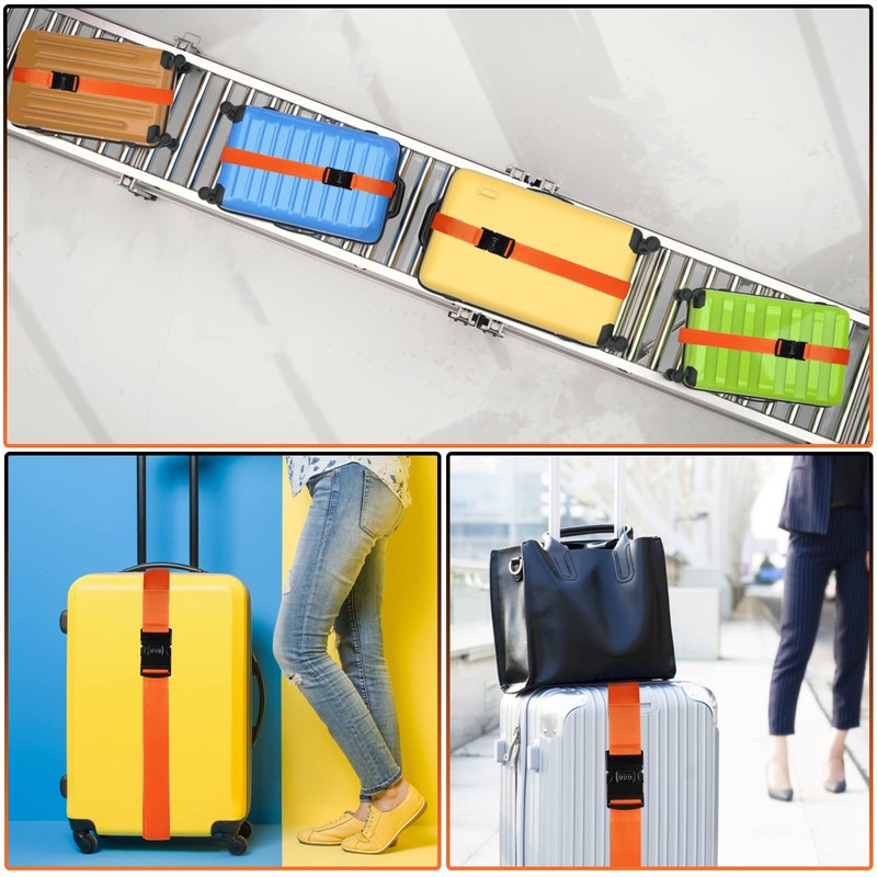 2Pcs Luggage Straps,Orange Packing Belt Suitcase Straps on Your Trip