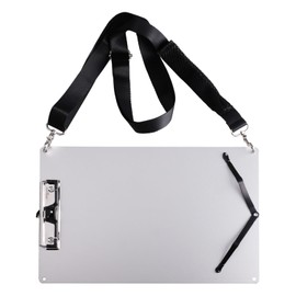 Aupawdy Clipboard A4, Aluminium Clipboard with 160 cm Adjustable Shoulder Strap, Clipboard Folder Ideal for Workshops, Construction Sites, Business Trips and Travel, Silver (33.5 x 24 cm)