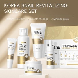 LAIKOU Cuidado De La Piel Coreano, Set De Cuidado Facial, Mascarilla Para Rostro, Mascarilla Para Ojos, Mascarilla Para Labios Con Gel Limpiador, Tónico, Crema Para Ojos, Sérum, Crema Esencia Para Muj