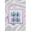 Silver Star Aqua Handmade Nail Tips - Short Almond /
