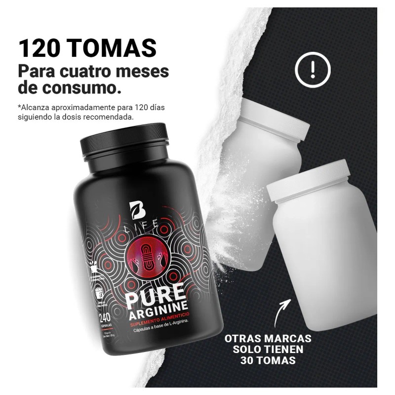 Arginina De 240 Cpsulas De 500mg, Pure Arginine B Life.