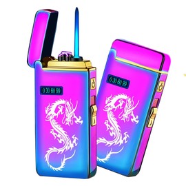 ZOIPPDMS Electronic Lighter, USB Rechargeable Lighter, Smart Fingerprint Ignition Flameless Windproof Electric Lighter, Plasma Mute Cycle Charge Lighter for Camping Indoor (Color Ice Dragon)