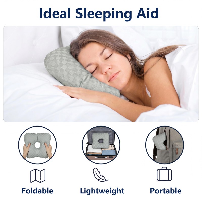 Ear Piercing Pillow for Side Sleepers with Comfort Hole (Gray)