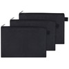 Zipper Bag - Set Of 3 - Carry All Pouch To Organize Travel Toiletries Pens Cosmetics (9.5 x 6.5, Black)