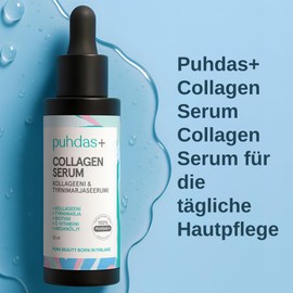 puhdas+ Collagen Serum Face 30 ml | Face Serum with Collagen, Vitamin C & Sea Buckthorn | With Biotin & Argan Oil | For Face & Décolleté | Made in Finland