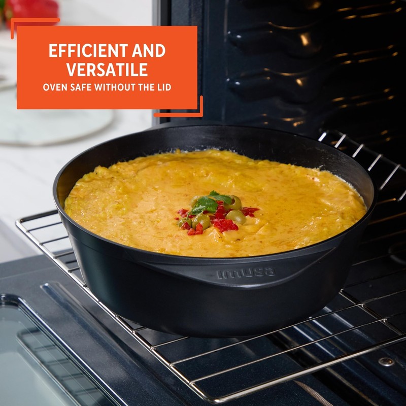 IMUSA Cocotte Cast Aluminum Ceramic Nonstick Caldero with Glass Lid,