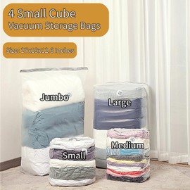 sodomi Small Vacuum Storage Bags, 4 Pack, 27x19x12.6 Inches, Space Saver Bags for Comforters, Blankets, Clothes