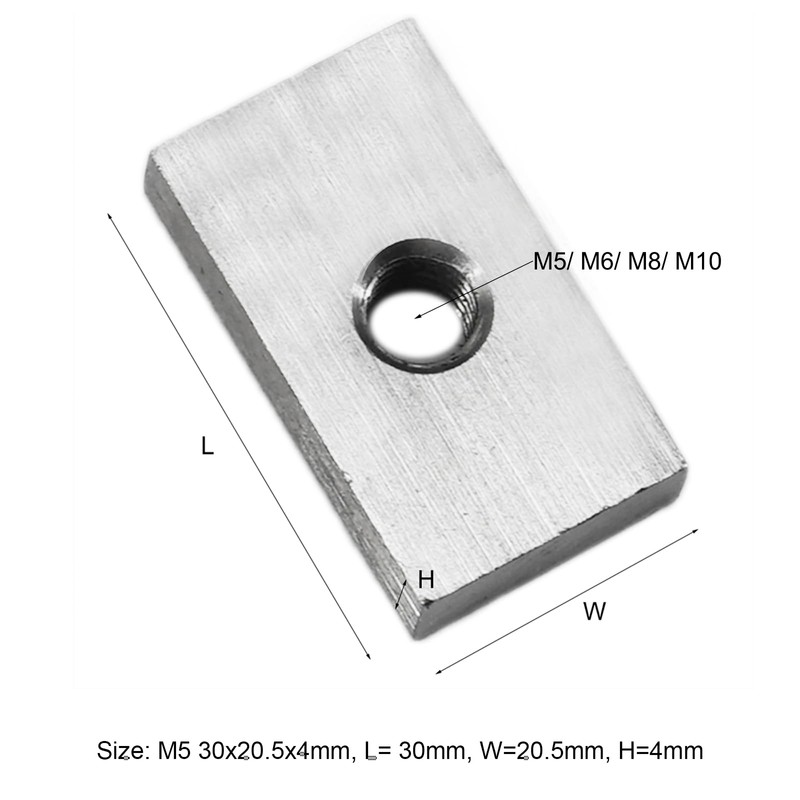 6Pcs M8 Rectangular Nut Stainless Steel Square Nut Fastener for