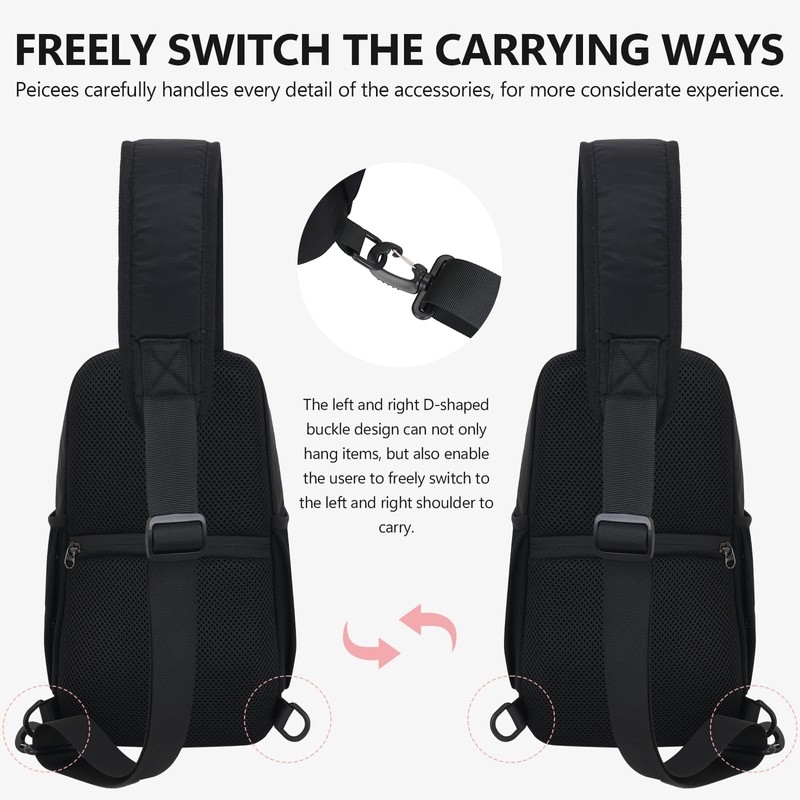 Peicees Crossbody Sling Backpack Sling Bag Travel Hiking Chest Bag
