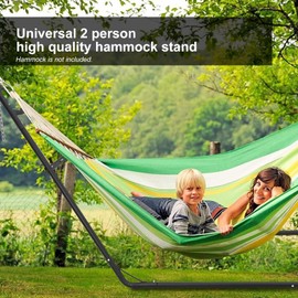 PioneerWorks Universal 2 Person Hammock Stand Only, 550 LBS Capacity Heavy Duty Steel Hammock Frame, Fits 9 to 14 Ft Hammocks, Adjustable Rack for Outside Indoor Outdoor