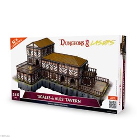 Dungeons & Lasers Scales & Ales Tavern - Tabletop Terrain Set for DND and 5E Compatible RPG Games - fits 28mm-32mm Scale Miniatures - Unpainted Modular Design for Quick Assembly - for Ages 14 and up