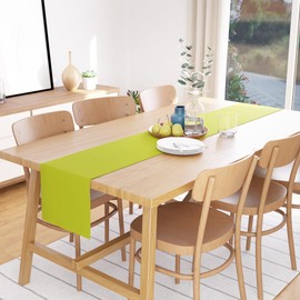 Encasa Homes Table Runner Long | Cotton Canvas Fabric | Lime Green Solid Color | Machine Washable & Durable